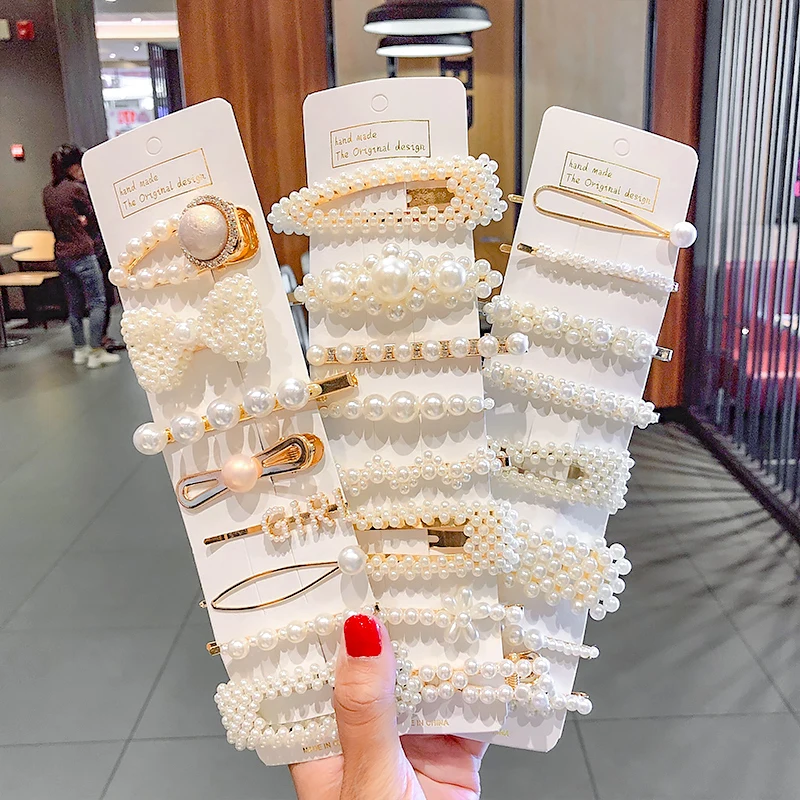 Женские металлические заколки для волос 3 4 5 шт./компл. Разноцветный жемчуг| |