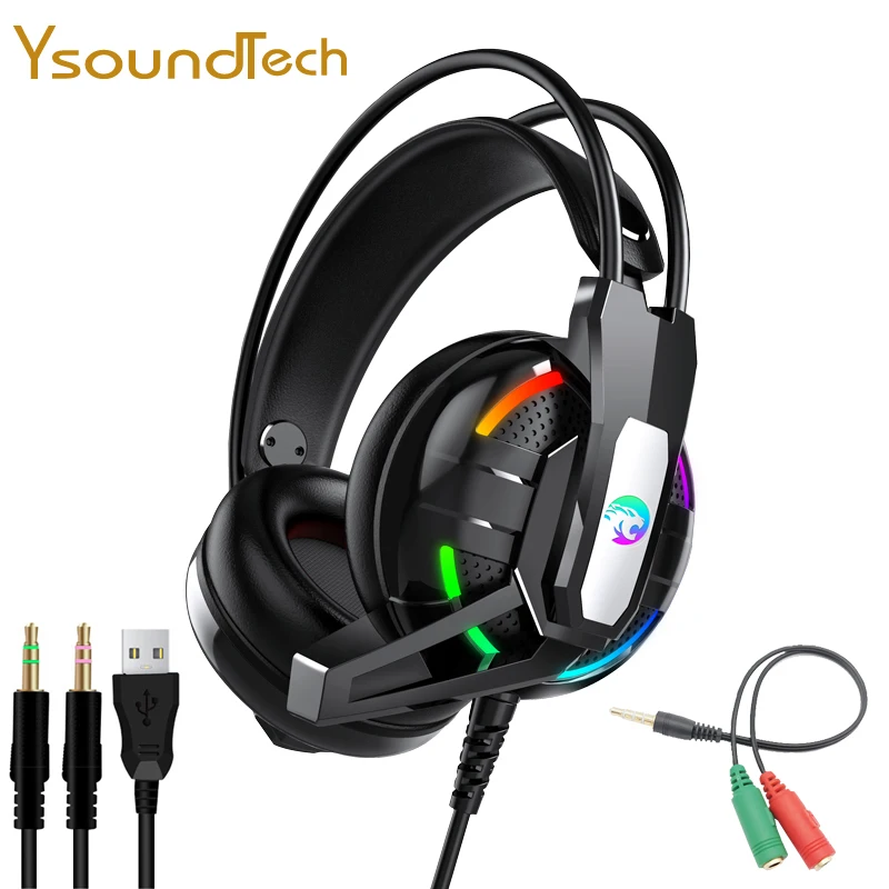 

Gaming Wired Headphones With Mic Professional Gamer Headsets RGB Light 9D Surround Sound Earphone For PC PS4 XBOX Laptop Fifa21