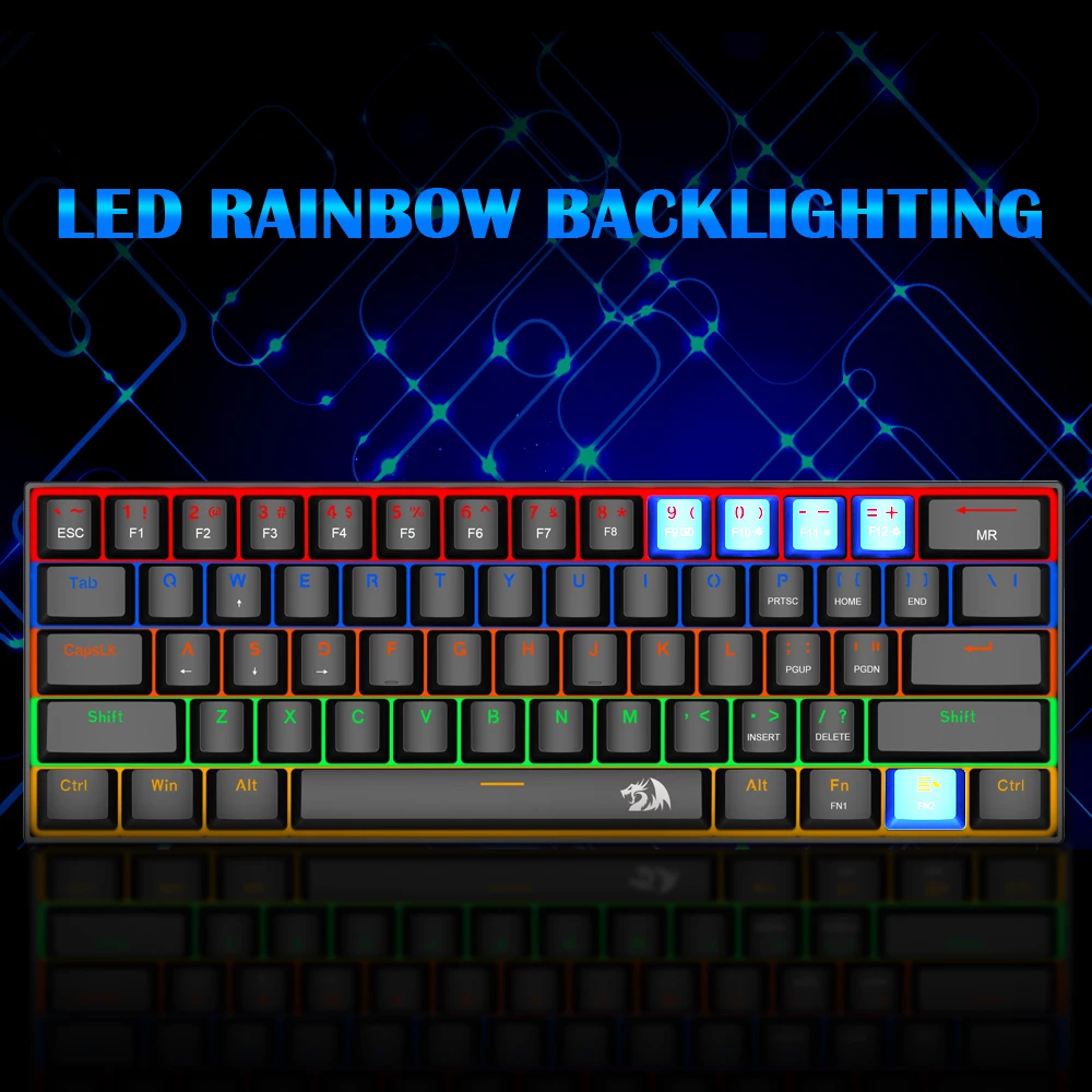 Механическая игровая клавиатура Redragon Lakshmi радужная USB с синими и красными