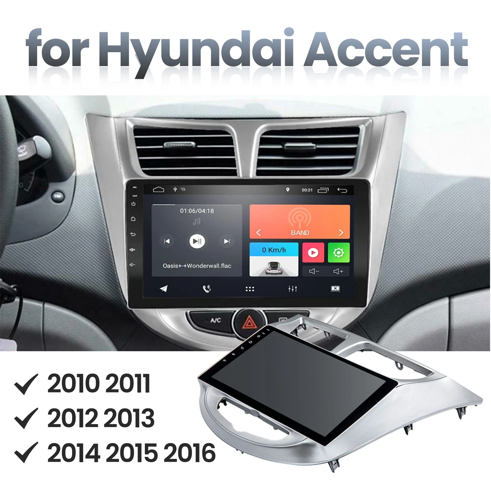 

16 ГБ 9 дюймов Android 9,1 стерео радио сенсорный экран Bluetooth-совместимый WIFI для Hyundai Solaris Accent Verna 2010-2016 разрешение