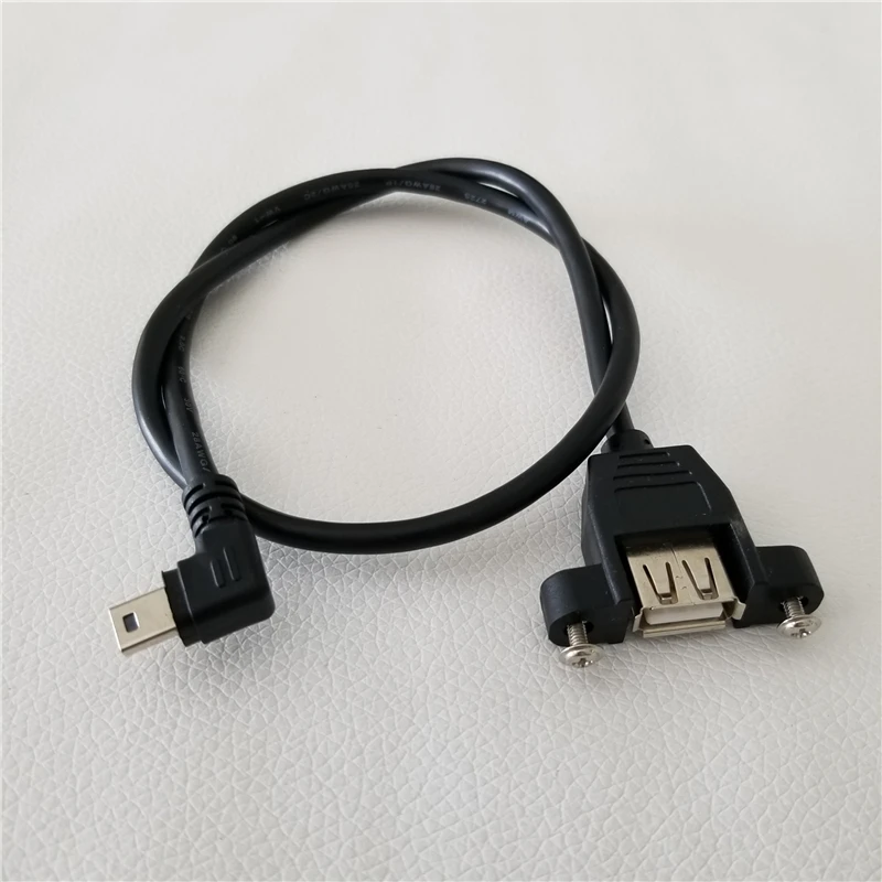 10pcs/lot 90 Degree Right Angle 5Pin Mini B Male to USB A Female Data Cable Line Panel Mount 50cm | Компьютеры и офис