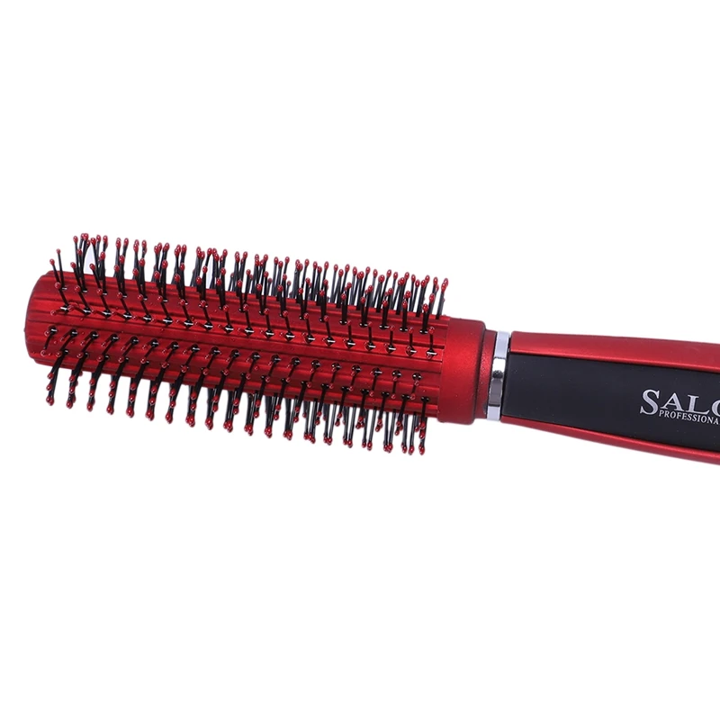 

Red Black Plastic Anti-Slip Round Hair Brush Wave Hair Comb 9 inchLong