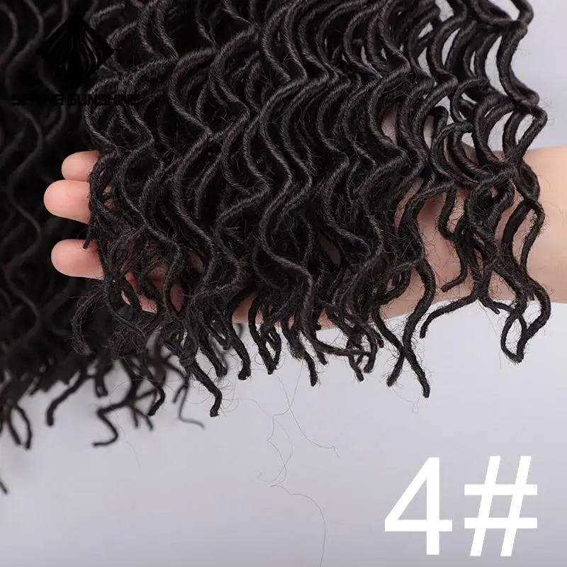 #4 Весна солнце 18 дюймов богиня Faux locs Curly крючком косички волосы Омбре кудрявые дреды синтетические волосы для наращивания для женщин - Цвет: #4