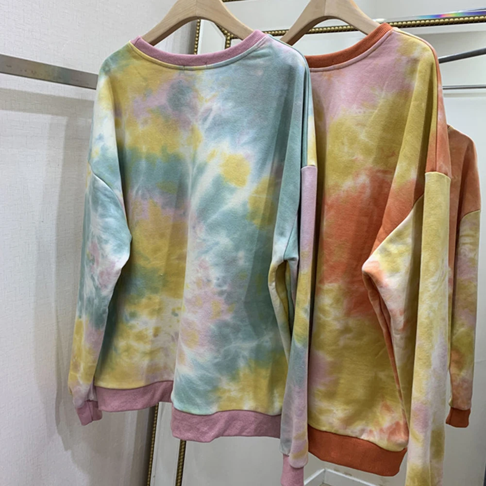 Fashion Sweatshirt Women Long Sleeve Tie Dye Sweatshirt Pullover Loose Hoodie Blouse Autumn Winter Clothes Streetwear Hoodie Top
