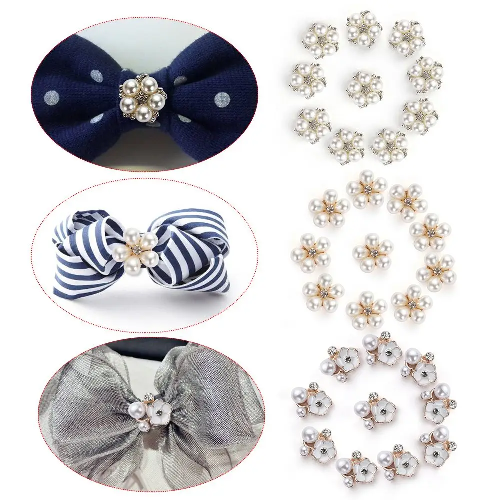 10 шт./компл. DIY Цветы Стразы пуговицы жемчужные сплав стразы хрустальные банты