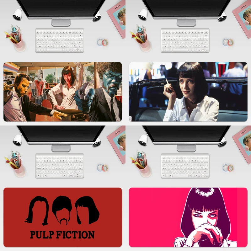 

Pulp Fiction Large 800x300mm/700x300mm/600x300mm Rubber Mouse Pad Tablet Mousepad With Edge Locking