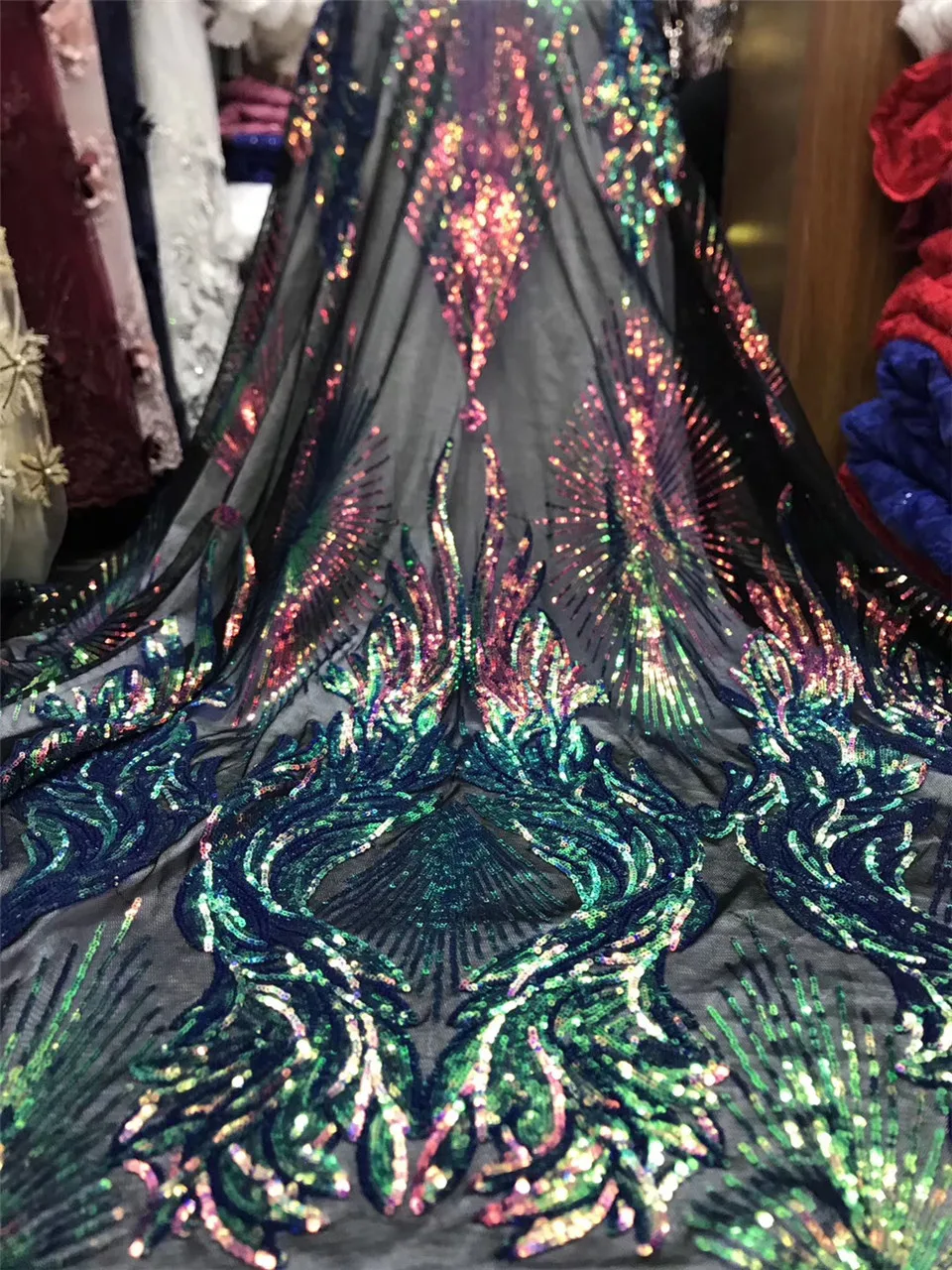 

African Lace Fabric 2021 High Quality Lace Fabric French Sequin Lace Fabric Embroidery Nigerian Party Dress J3667