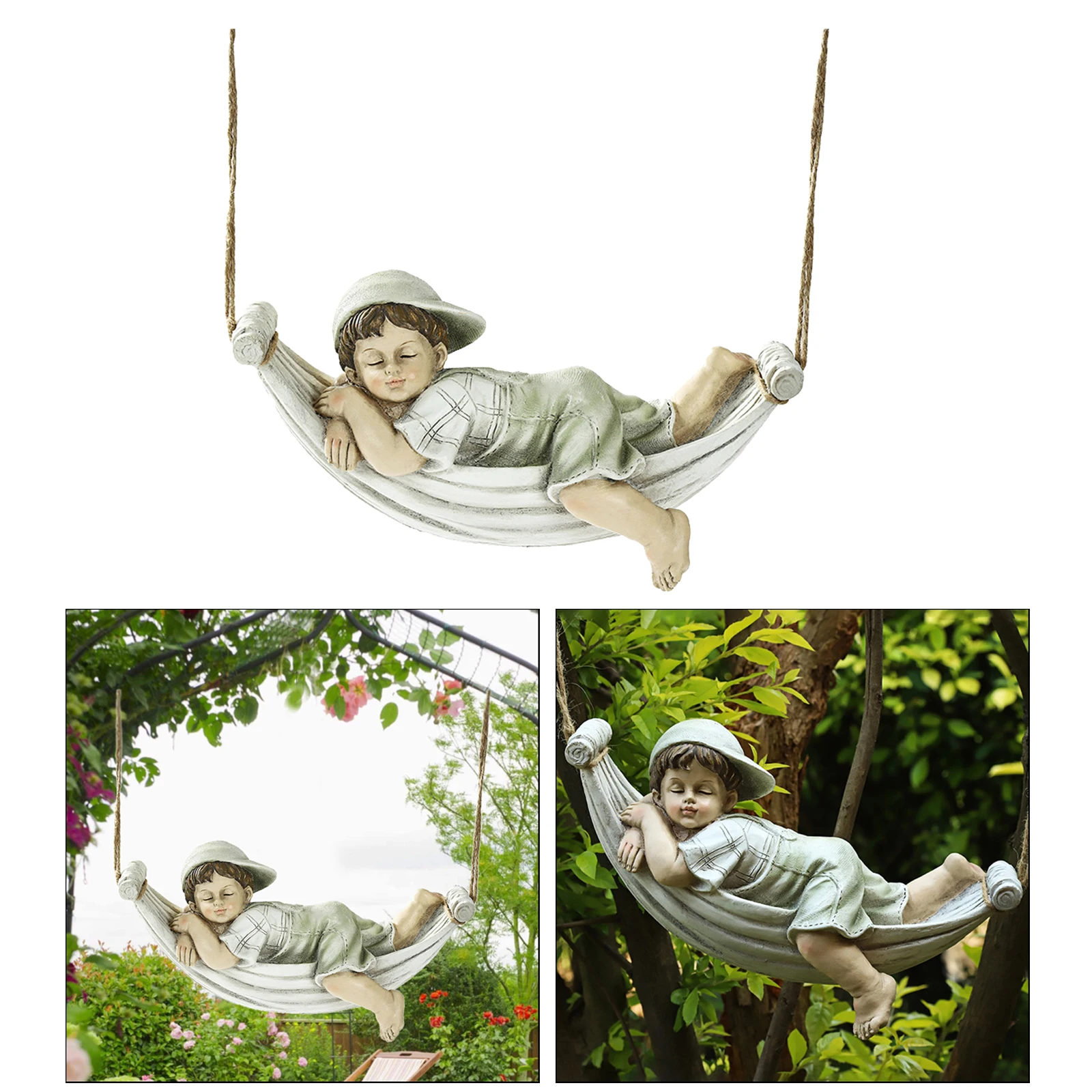 

Garden Cartoon Character European Garden Hanging Boy Swing Statue Lawn Decor
