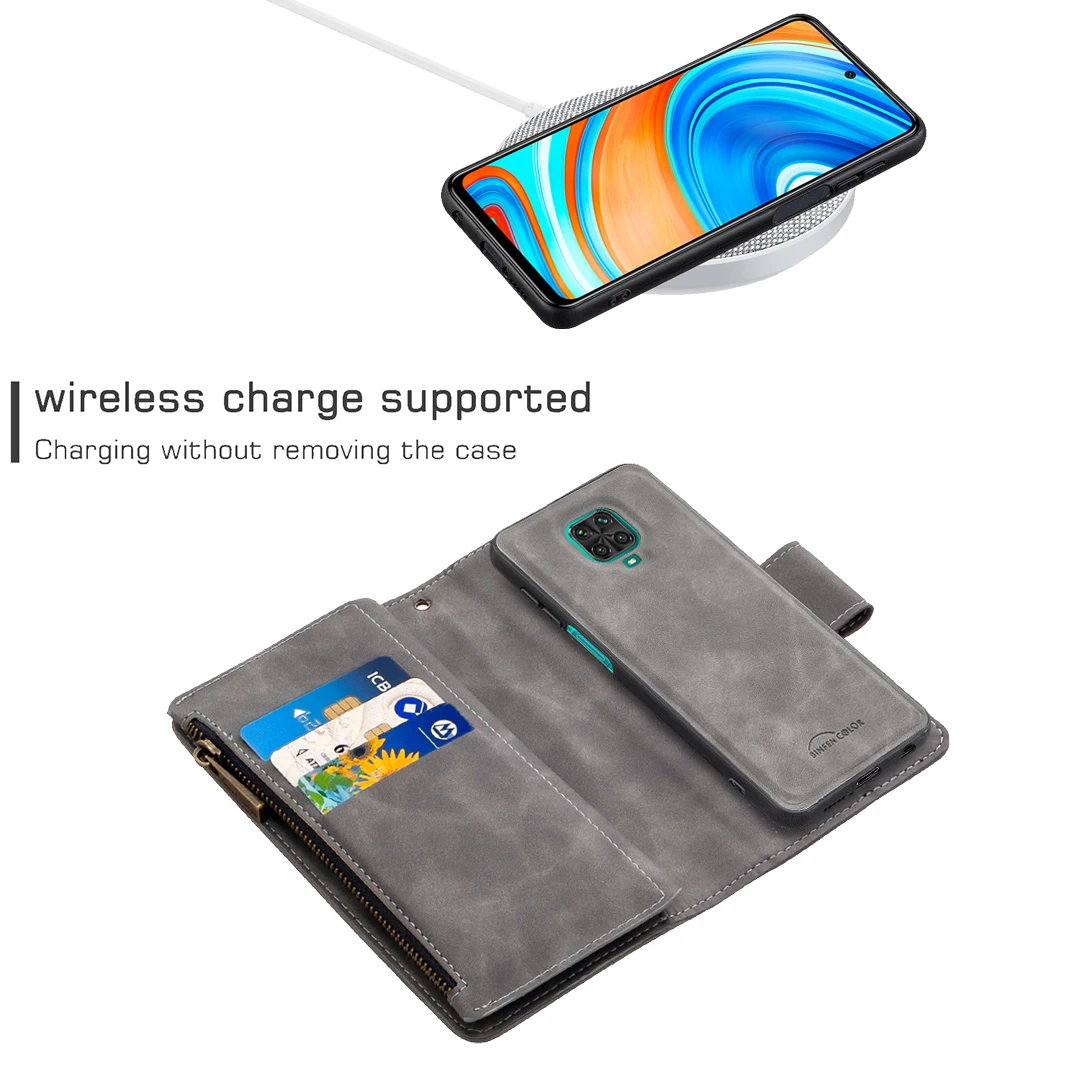 

Leather Cover For Xiaomi Redmi Note 9S 8T 7 8 9 Pro Max 10X 8A 7A K20 Pro Luxury Magnetic Flip Wallet Detachable Skin Zipper Bag