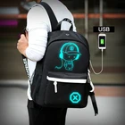 Холщовый Светящийся рюкзак с защитой от кражи для мальчиков-подростков, школьный ранец, мужская сумка для ноутбука с USB-зарядкой