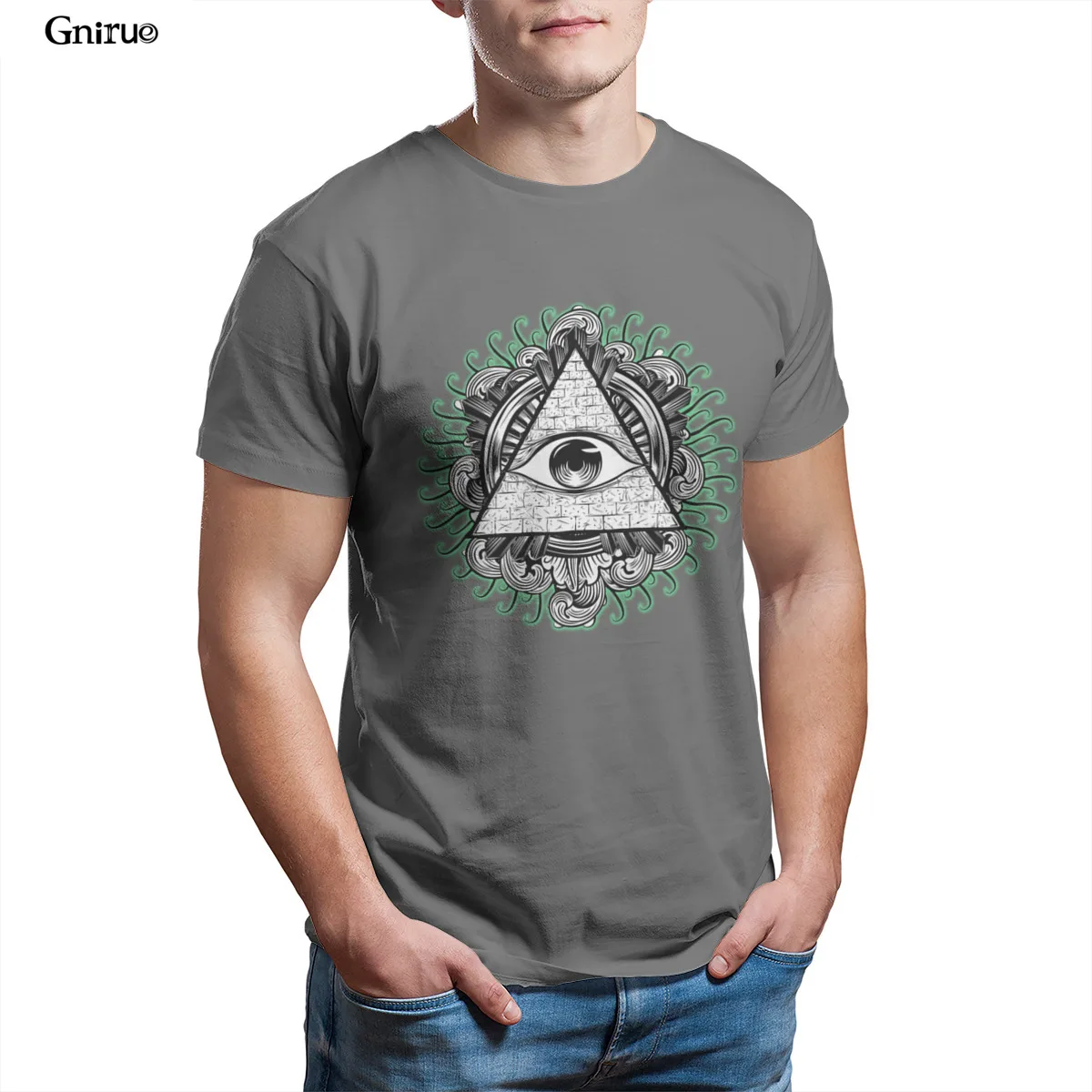 

Wholesale All Seeing Eye Mens T-Shirt White Pink Gift Tees 99717