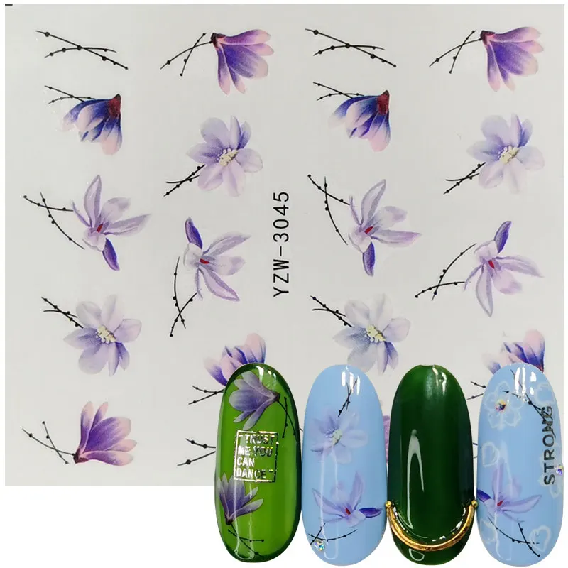 1 Sheet Floral Slider Water Stickers Decal For Nail Art Transfer Tattoo Flamingo Leaf Gel Manicure Adhesive Decor Tip | Красота и