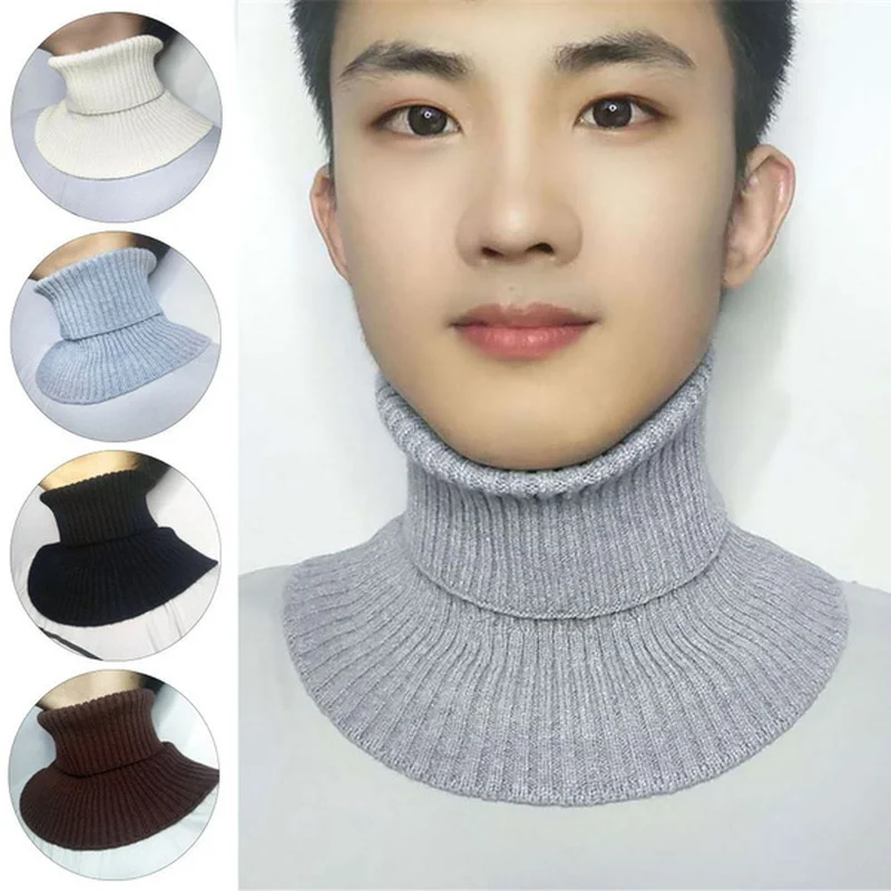 

Men's Flexible Fake Collar Scarf Winter Knitted Windproof Detachable Wrap Scarf Keep Warm False Collar Fashion Clothing Accessor