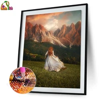 girl back view 5d diy diamond painting full square round drill wall hanging art picture embroidery kits rhinestones mosaic hand