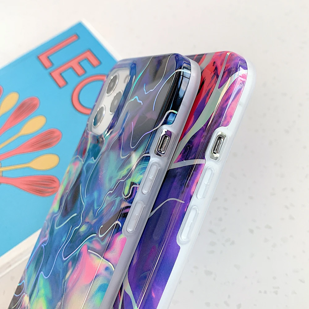 Чехол для телефона LOVECOM Dream Laser Line Marble iPhone 12 Mini 11 Pro Max XR X XS 7 8 Plus мягкий чехол задней