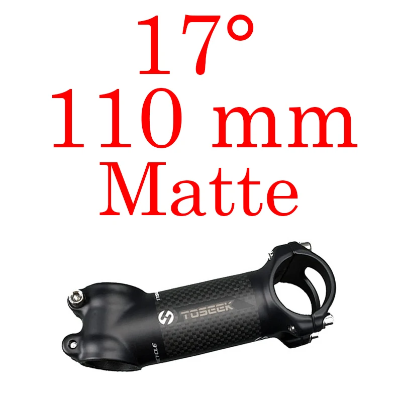 angle 17 Matte 110mm TOSEEK Горный/Шоссейный велосипед Алюминий углерода стволовых коробку подлинной угол 6/17 матовый черный 31,8*60/70/80/90/100/110120 мм 145 г рулевая колонка велосипеда - Цвет: angle 17 Matte 110mm