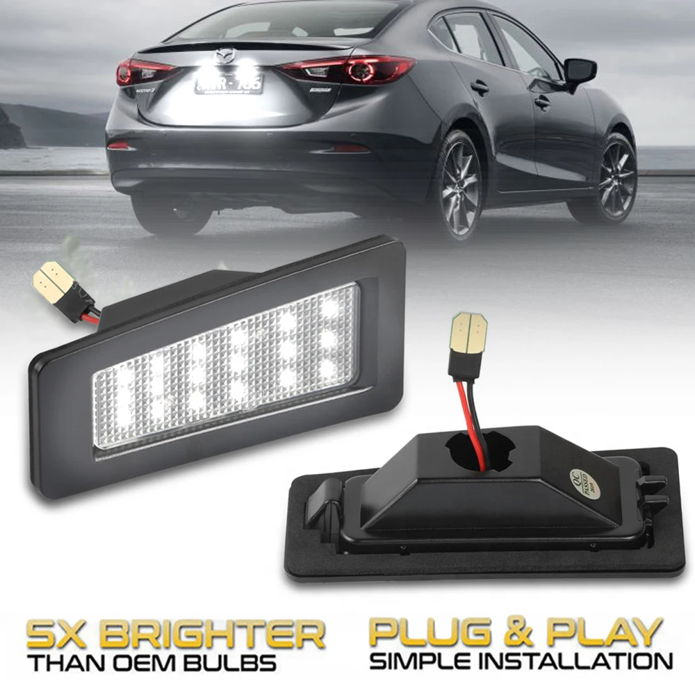 

2PCS/Lot 6000K LED License Plate Lamps Light For Mazda 2 Sedan 2015-2017 | Mazda CX-3 2015-2021 | Mazda 3 2013-2018