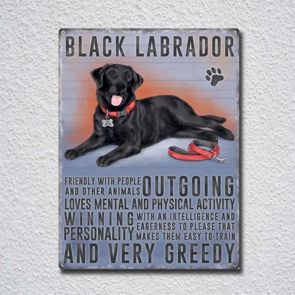 

Black Labrador Vintage Tin Sign Metal Sign Metal Poster Metal Decor Metal Painting Wall Sticker Wall Sign Wall Decor