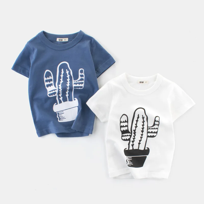 

Kids Summer T-Shirts Cartoon Boys Children Cotton Short Sleeves Clothing Baby Lovely Cactus Print Tee From 2 to 7 Years Toddlers