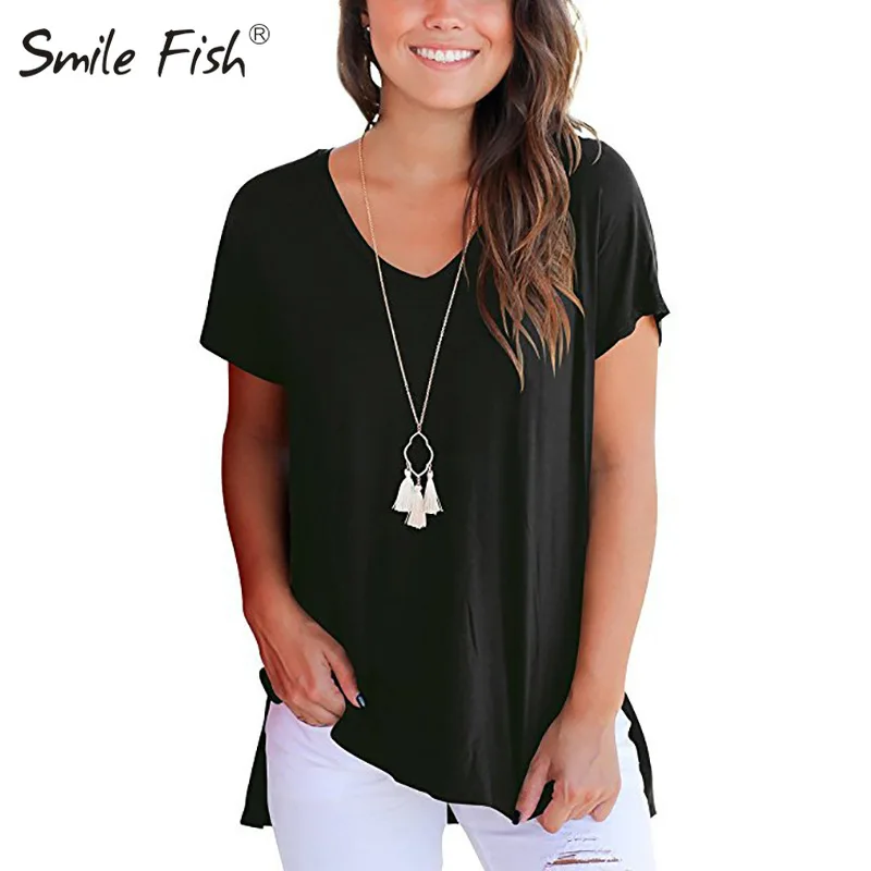 Летние женские футболки с коротким рукавом и v образным вырезом XXL Свободная