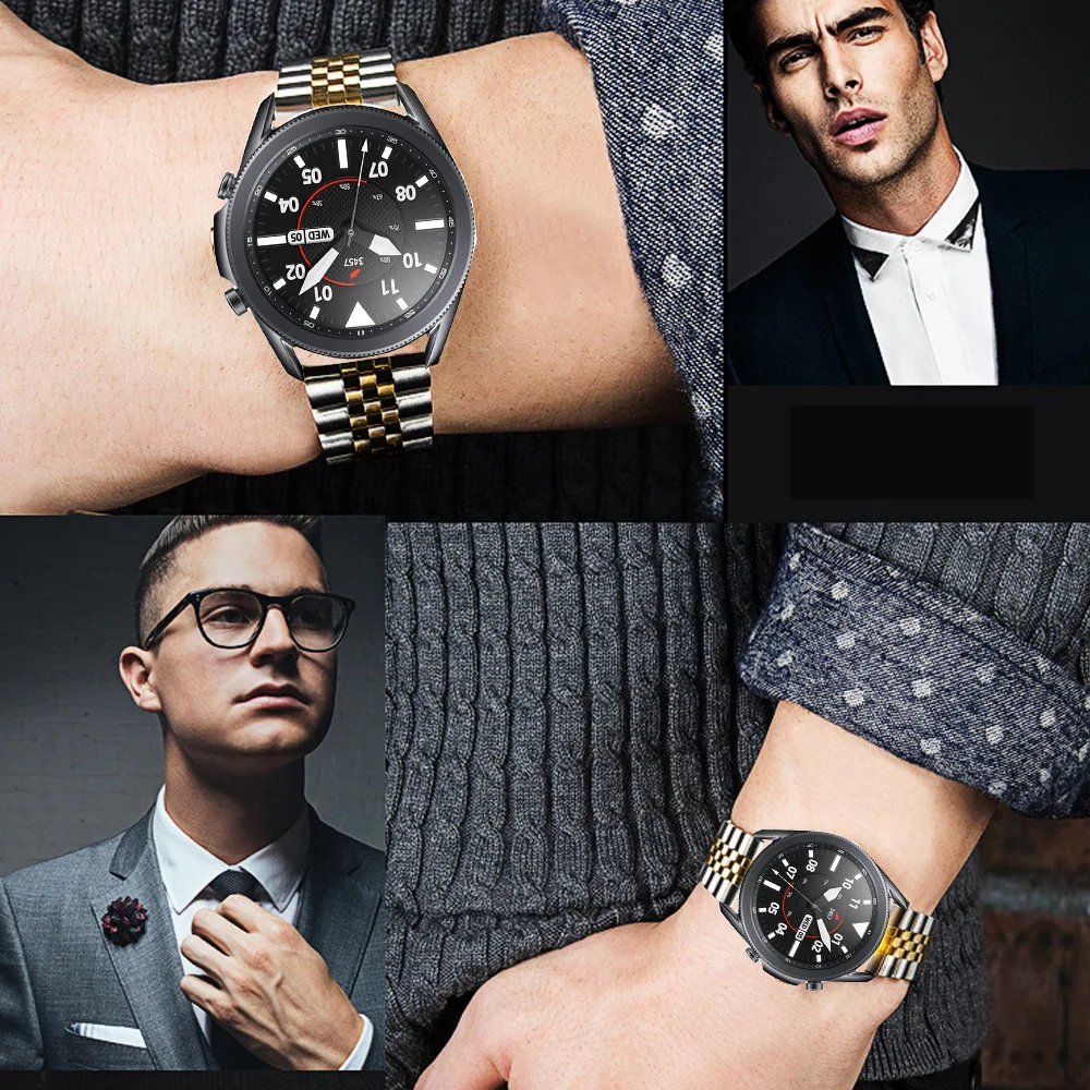 Ремешок из нержавеющей стали для samsung galaxy watch 4 classic роскошный браслет 46 мм 3 45 41 20 22