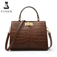 foxer classic handbag women top handle bags soft leather ladies all match crossbody shoulder bags commute large capacity purse