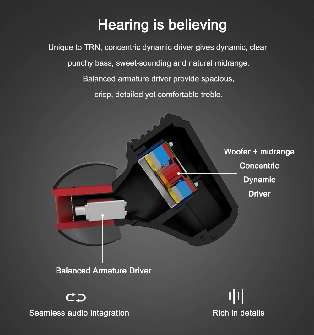TRN V20 BA + DD гибридные металлические наушники вкладыши HIFI DJ Monito спортивные для бега