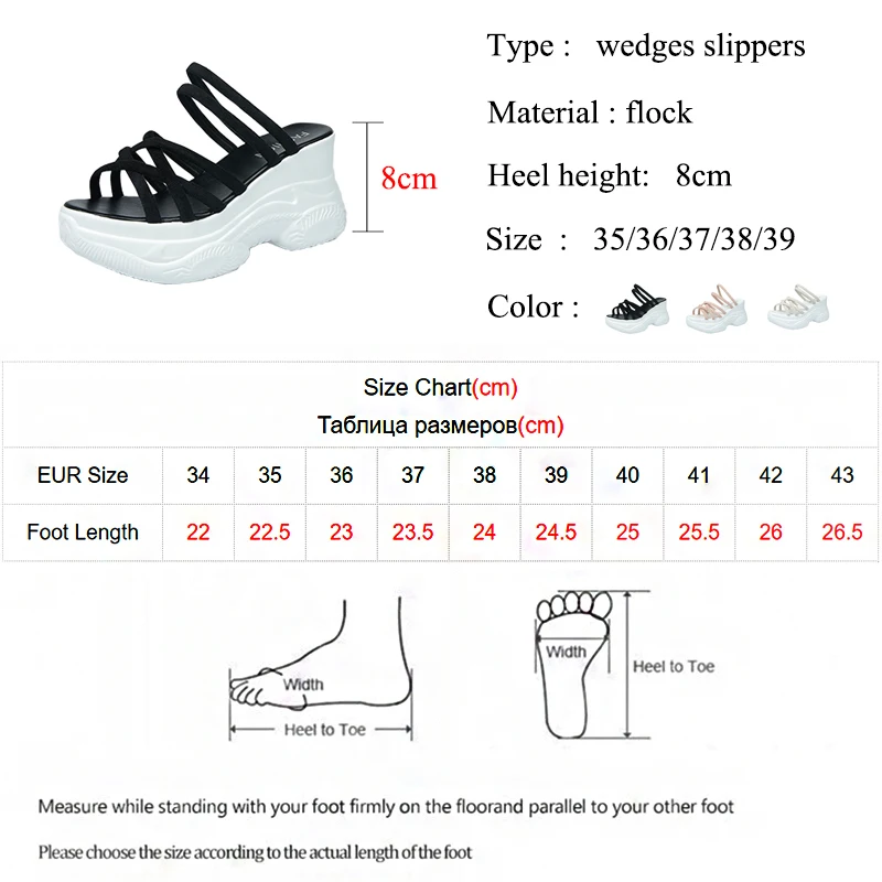 

Rimocy Summer Women Platform Wedges Slippers Black Cross Strap Chunky Casual Sandals Woman 2021 New Thick Sole Beach Shoes Femme