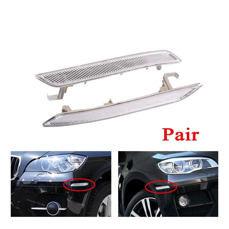 

1 Pair Clear White Side Marker Reflector 63147187087 63147187088 For-BMW X6 E71 E72 2008-2014