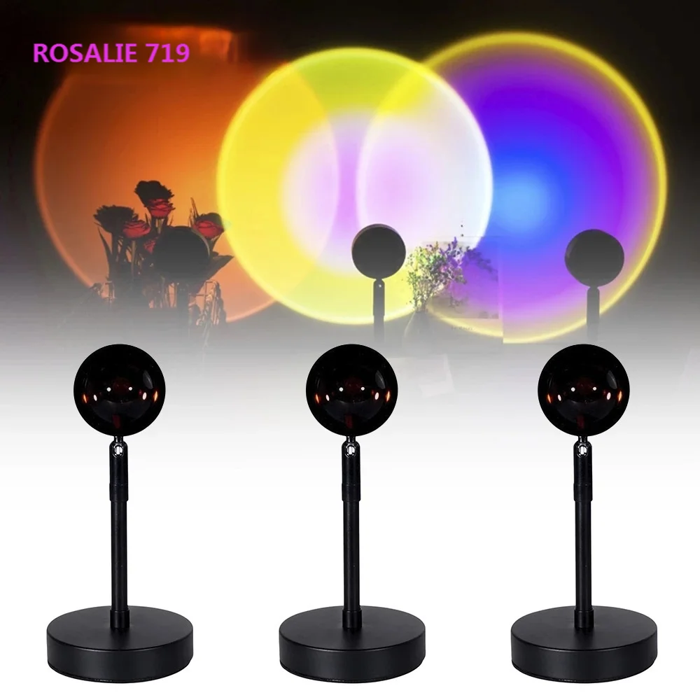 

2021 Hot Rainbow Sunset Projector Atmosphere USB DC5V Led Night Light Home Coffee Shop Background Wall Decoration Projected Lamp