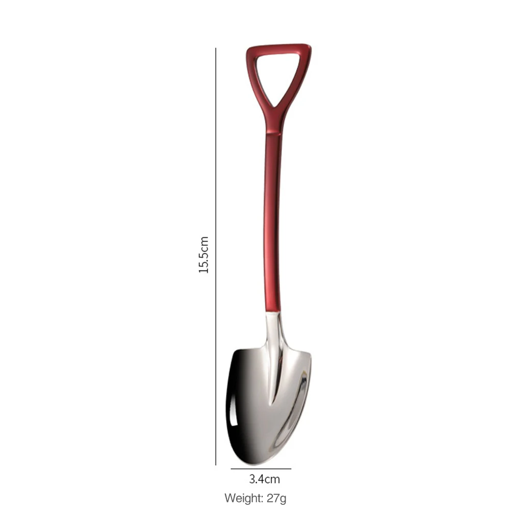 

1PCS Hot Shovel Shape Ice Cream Spoon&Fork Multi-color Spoon Fork Long Handle Coffee Ice Cream Tool Kitchen Accessories