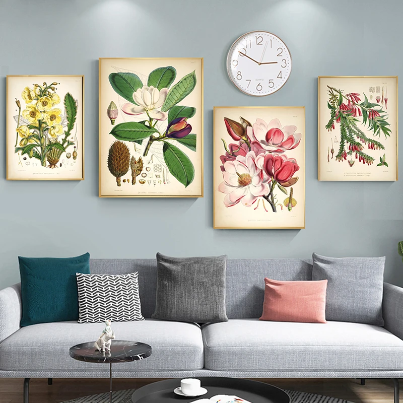 

Modern Vintage Wild Plant Poster Botanical Flower Study Posters and Prints Canvas Painting Wall Art Picture for Living Room