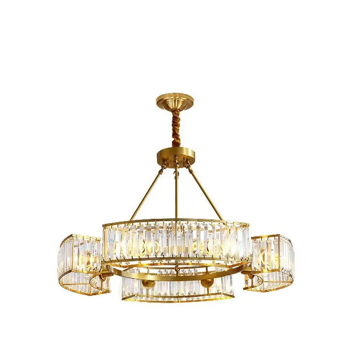 

Postmodern LED pendant lights luxury crystal living room hanging lamp Nordic indoor restaurant bedroom copper lighting fixtures