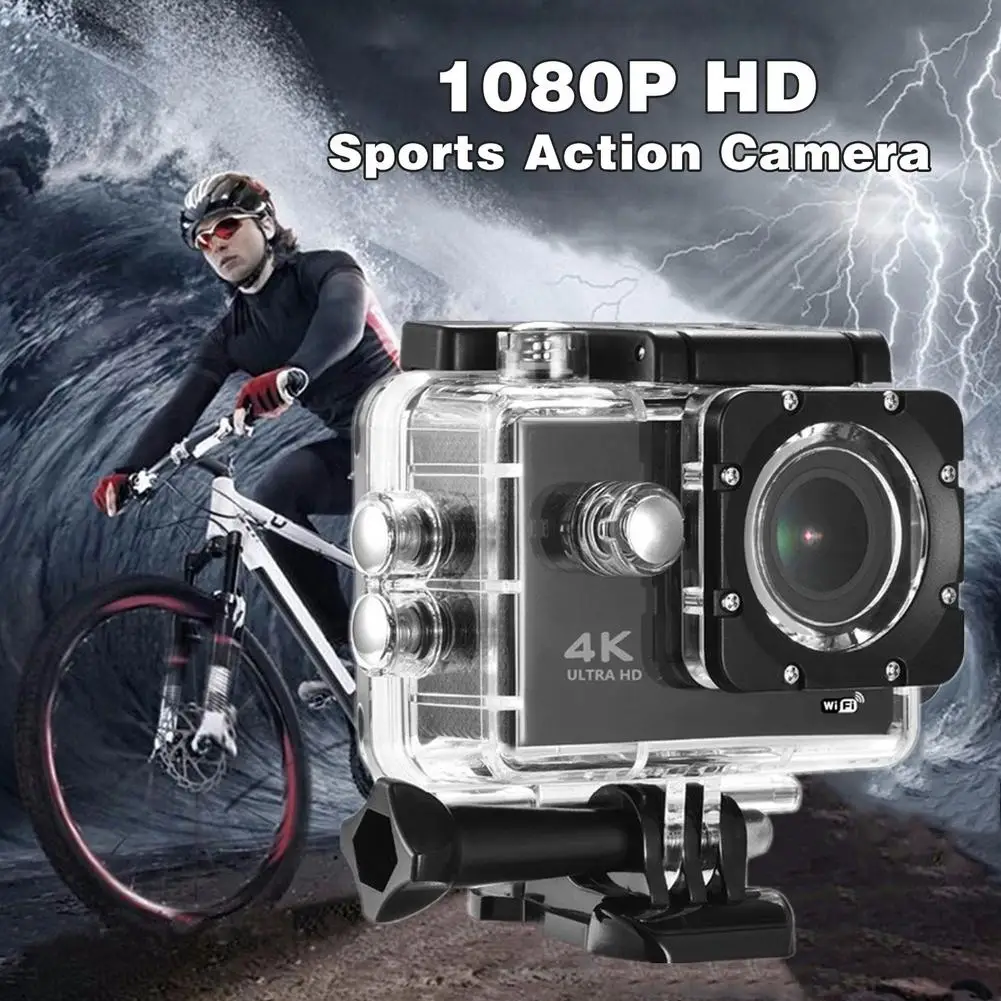 1080p Экшн-камера Ultra HD 4K / 60fps WiFi 2 0 &quot170D 12MP подводная 30 метров Водонепроницаемая