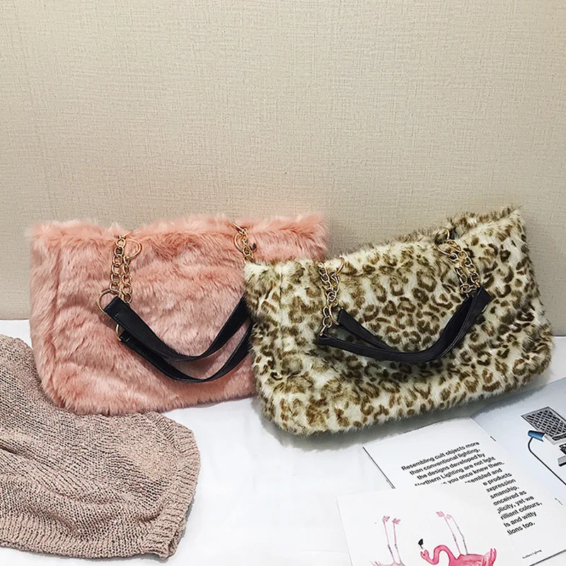 Женская плюшевая сумка Ellacey большая из искусственного меха на осень и зиму