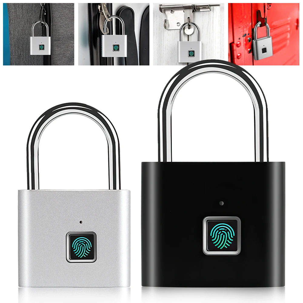 

Smart Keyless Lock Fingerprint Padlock Small Padlock Fingerprint Cabinet Lock USB Charging Door Locker Dormitory Anti-theft Lock