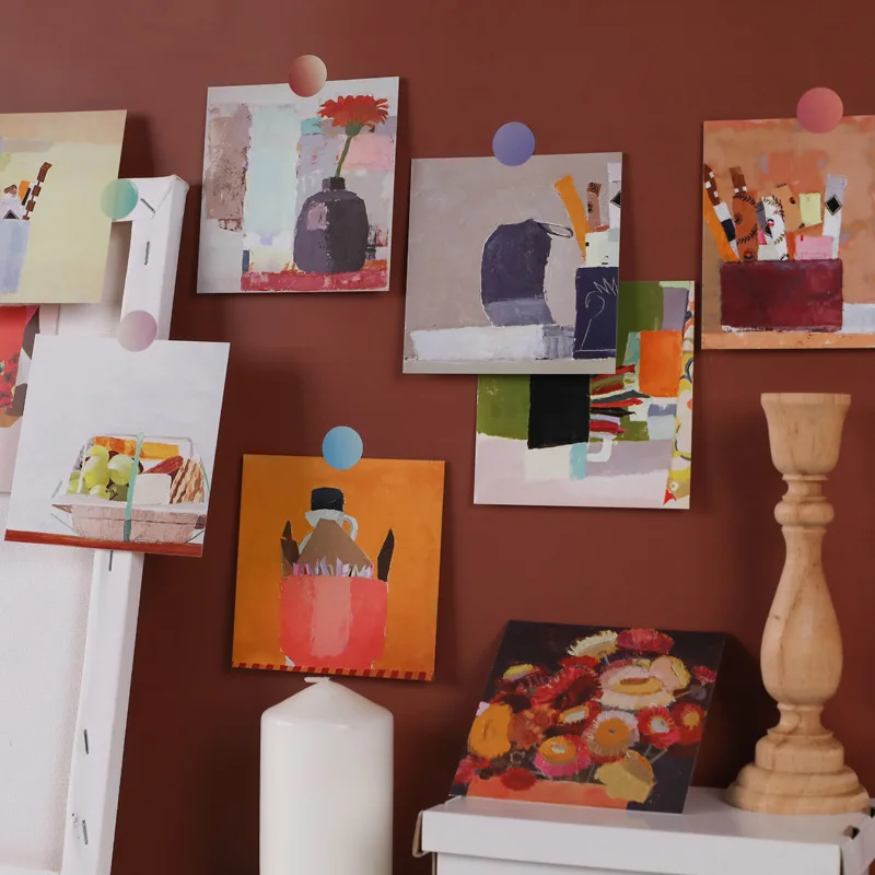 Ins Простая Современная картина маслом Декоративная открытка 9 листов красочный