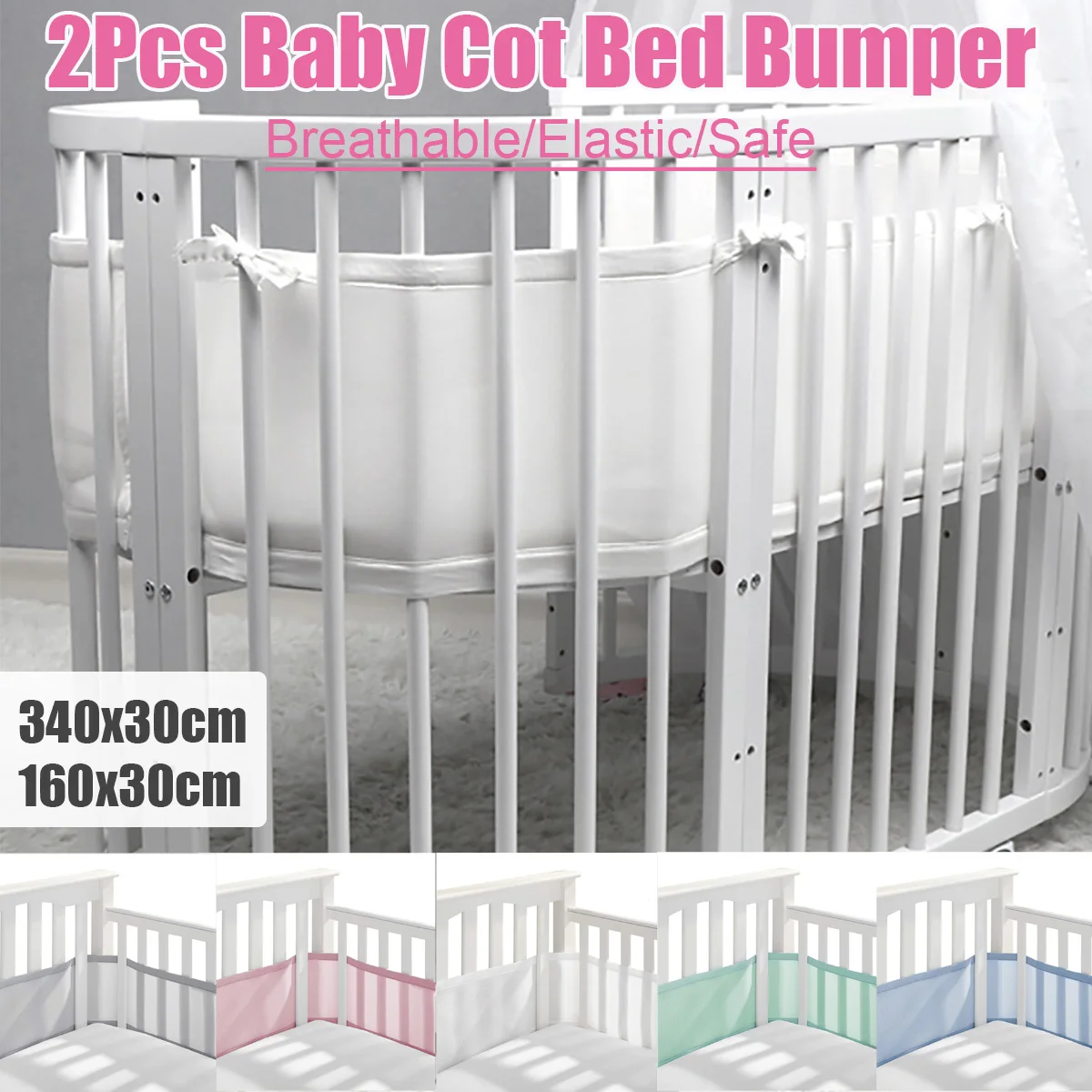 

Baby Crib Bumper Soft Air Mesh Cot Crib Liner Wrap Nursery Set Baby Easy Breathable Bed fence Baby Crib Protector 340/160X30CM