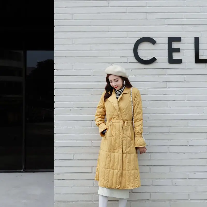 Зимняя куртка с меховым воротником Женская длинная парка Новый Зимний Тонкий и