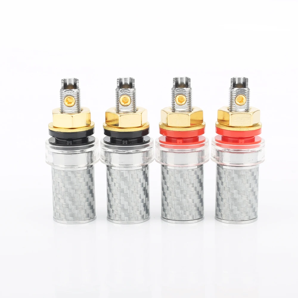 Прямая Заводская поставка 4 шт родиевое углеродное волокно Amp колонка Клемма