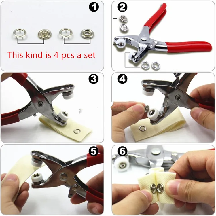 Плоскогубцы + 20 комплектов Ipomoea заклепки для детской одежды из серебристой латуни