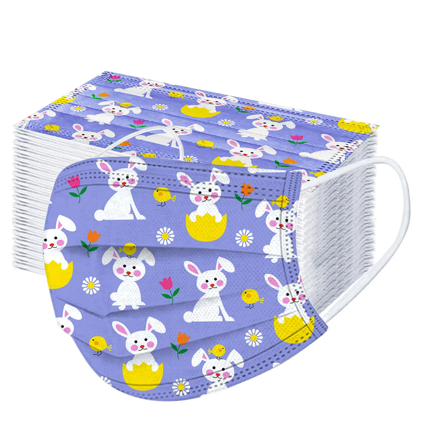 

50PCS Children's Three-Layer Protective Dust-Proof Cartoon Print Disposable Mask Windproof dustproof Reusable Cotton Mask#30