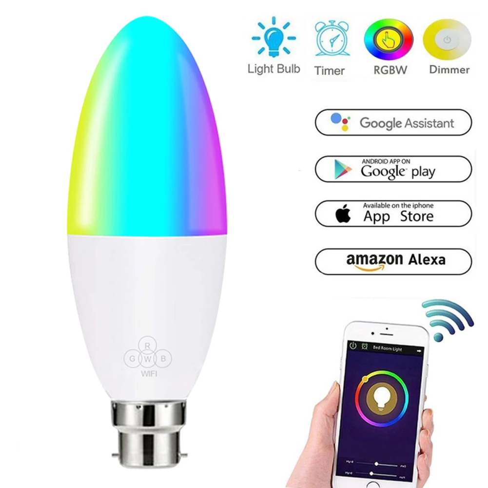 4 основания WI-FI умный светодиодный лампа Светодиодная Wi-Fi 6 Вт с регулируемой