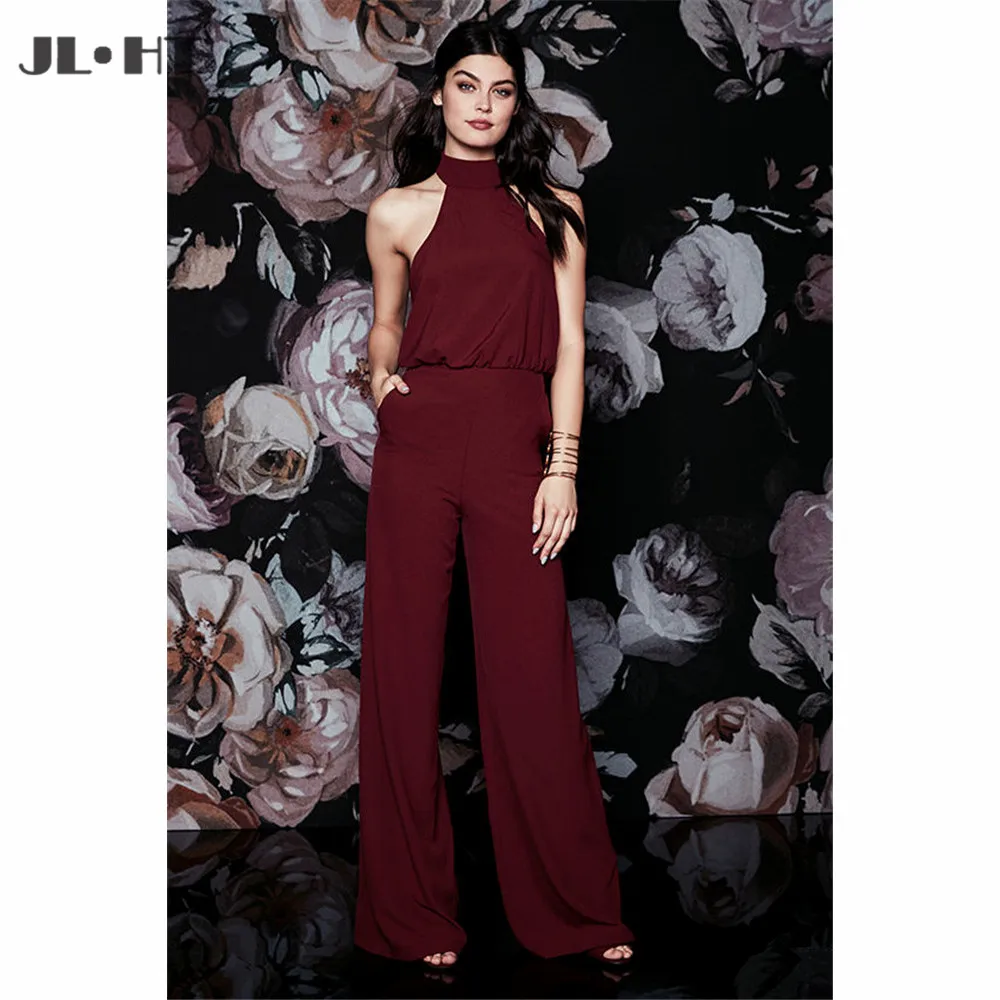 Бордовое вечернее платье комбинезон длинное для выпускного вечера шифоновое в