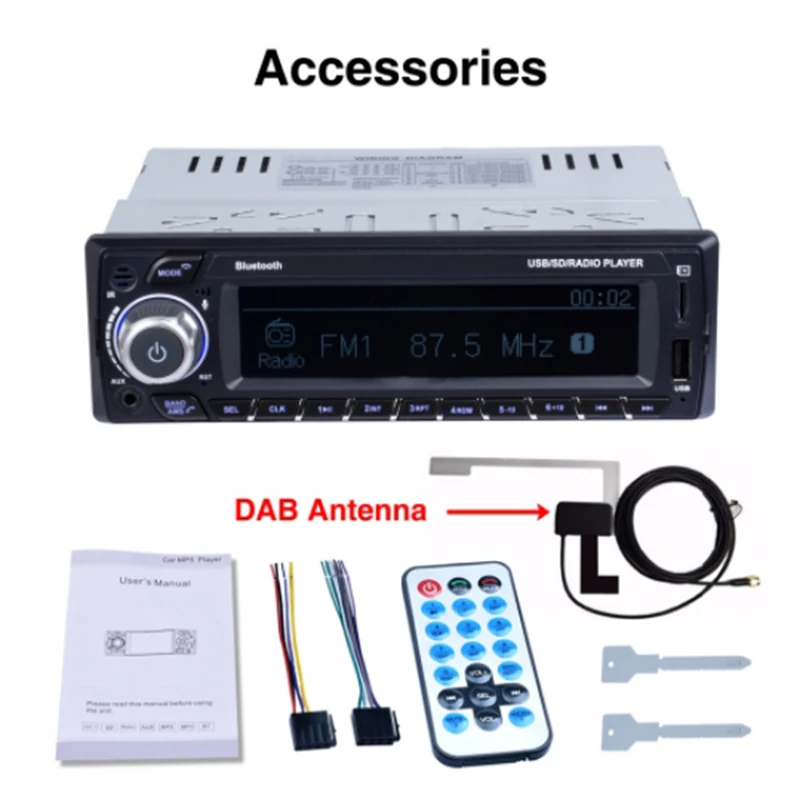1Din DAB + приемник автомобильный Радио MP3 Стерео Авторадио Поддержка AM FM RDS Bluetooth USB SD