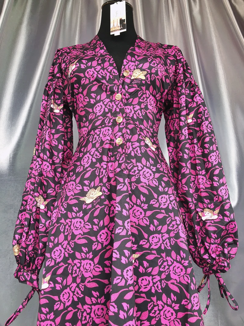 Дизайнерское модельное платье миди Tingfly с цветочным принтом Длинные вечерние