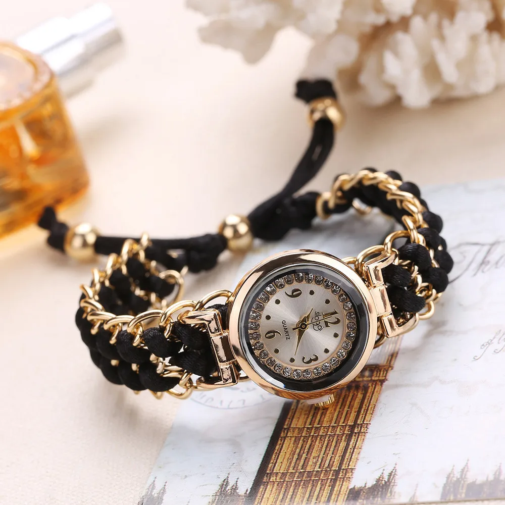 

Nueva moda Mujer pulsera reloj de oro cuarzo de regalo reloj de vestido de las mujeres casuales de cuero Relojes pulsera Relojes