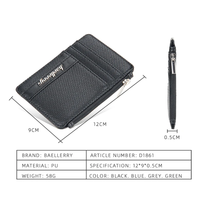 

Men Slim PU Leather Credit Card Holder Cards Case Pocket Wallet Organizer