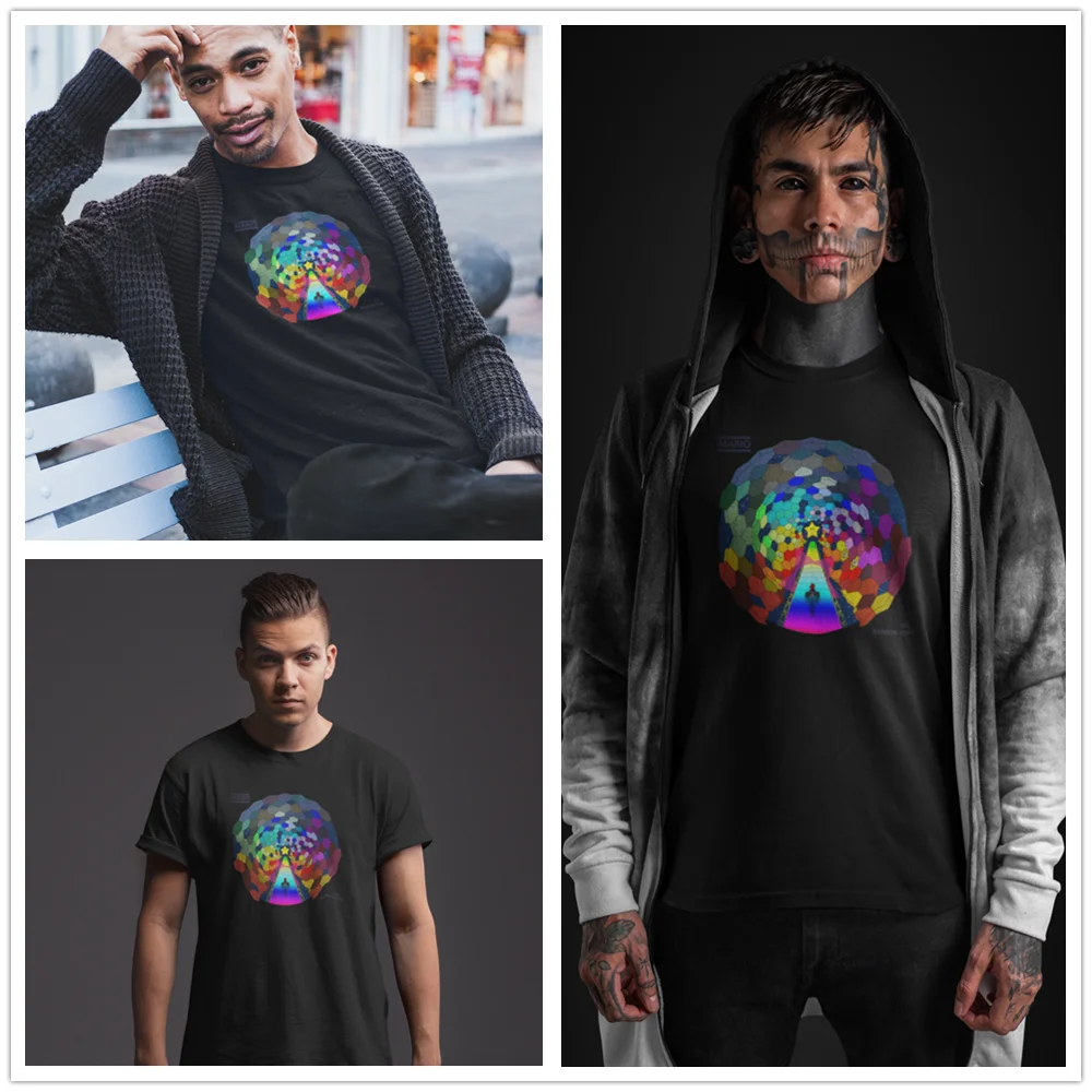 Мужская футболка Muse с принтом радужной дороги музыкальная большие футболки