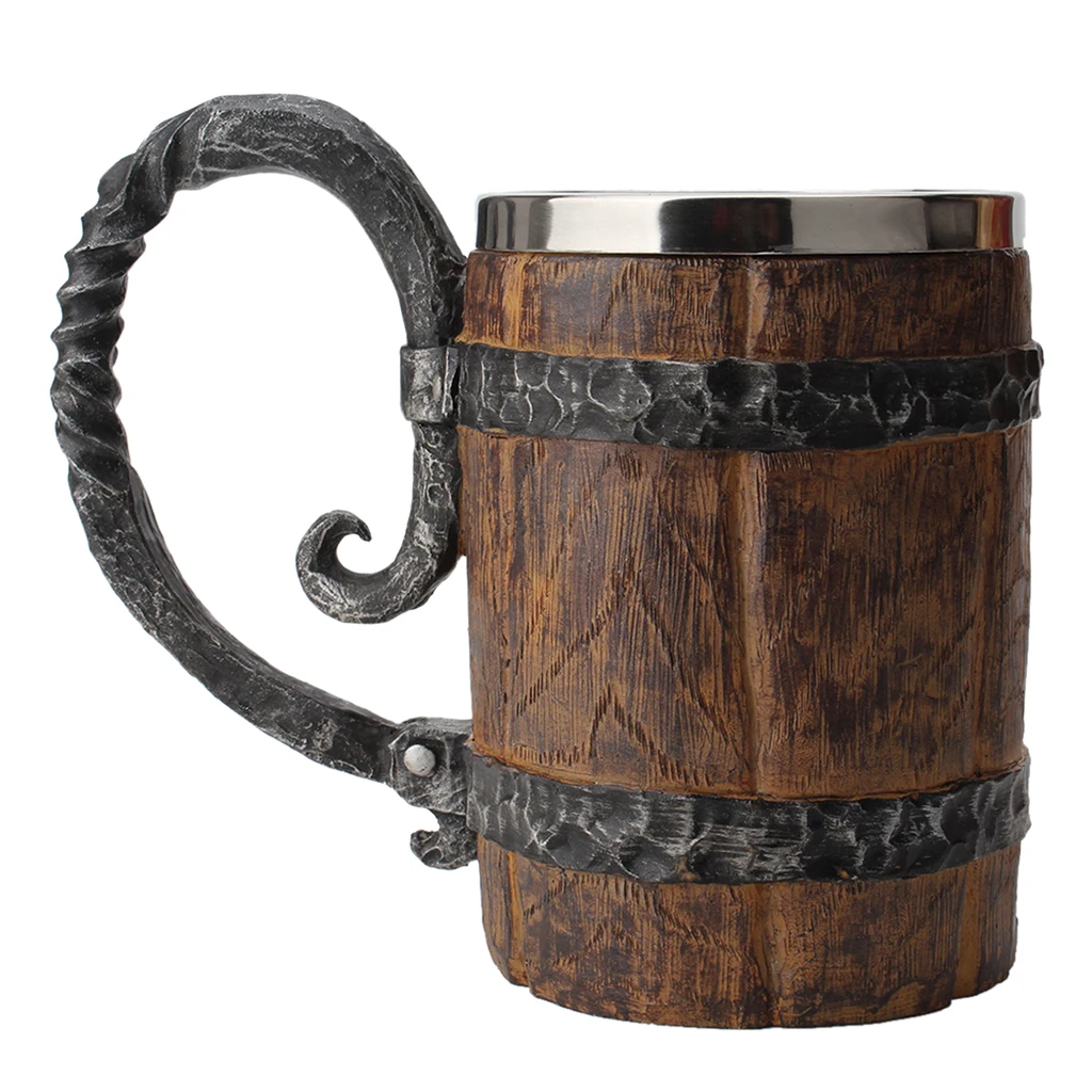 Винтаж творческий бар Viking смолы имитация дерева Стиль чашка бочонок пива Кофе